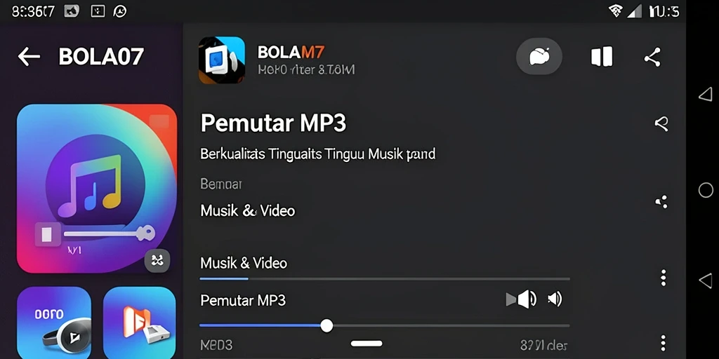 Tampilan antarmuka pengguna BOLA07 yang sederhana dan menarik.