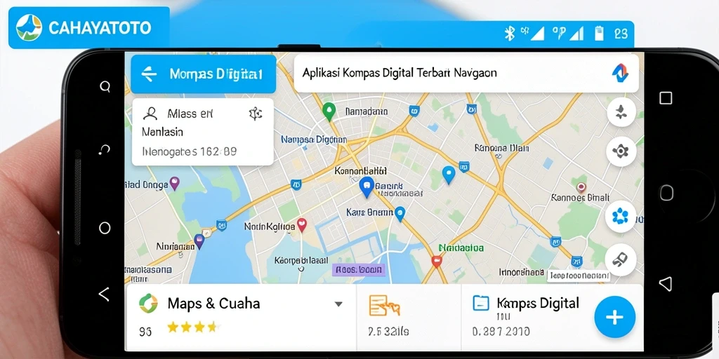 Antarmuka CAHAYATOTO menunjukkan fungsi kompas digital yang jelas dan mudah digunakan.