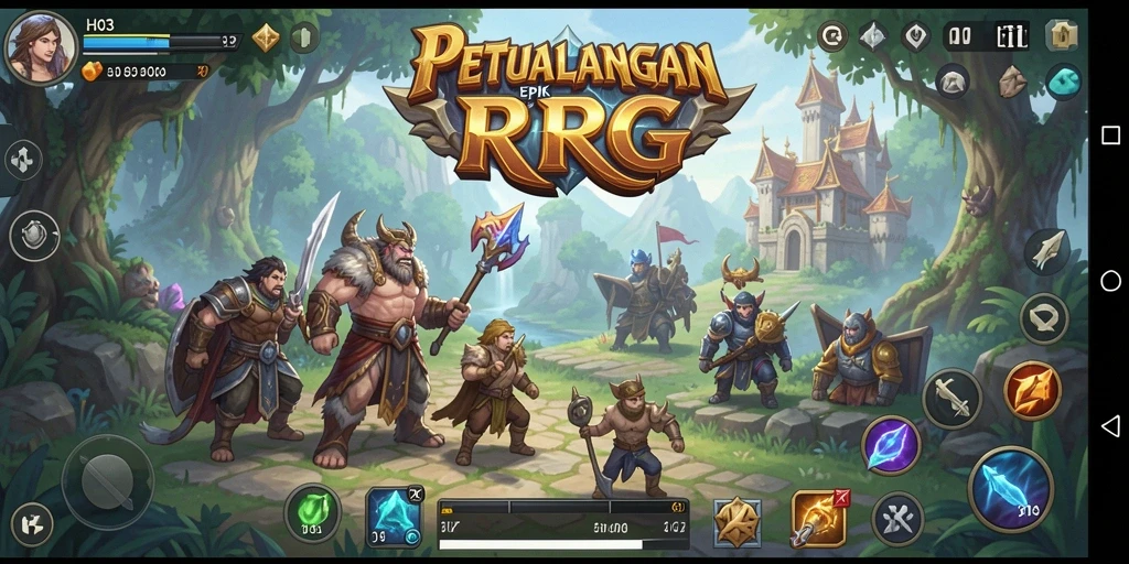 Tampilan antarmuka H03 yang menampilkan karakter dan lingkungan RPG yang menawan.