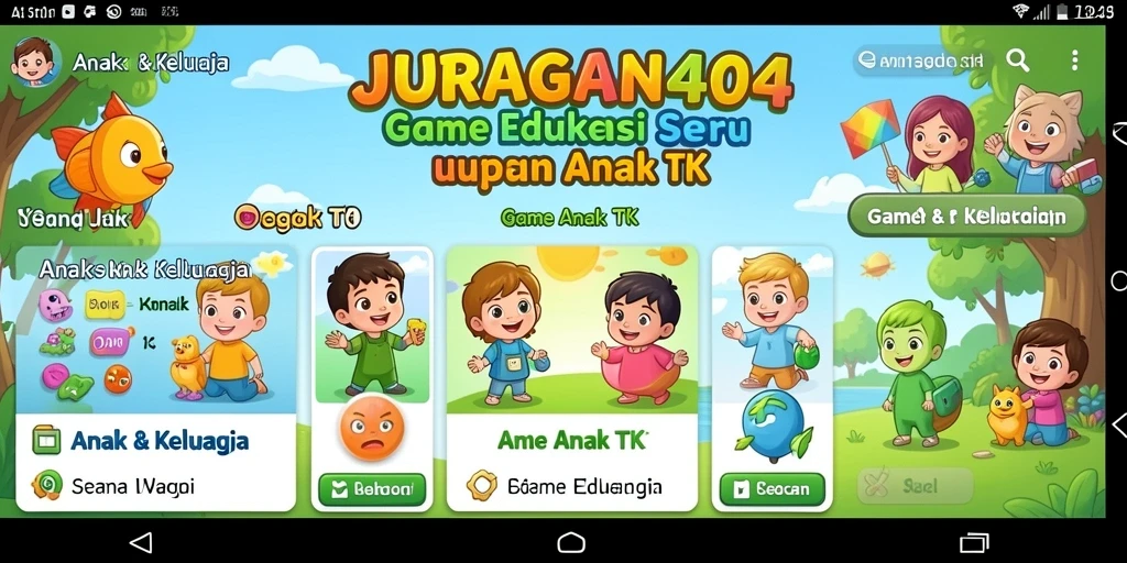 Antarmuka menarik untuk permainan edukatif anak-anak di JURAGAN404.