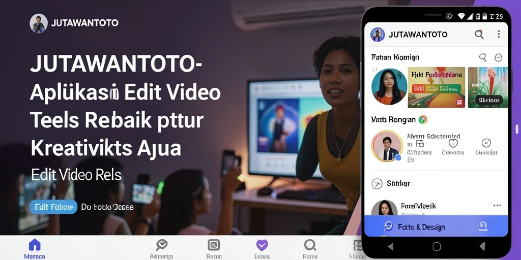 Tampilan antarmuka JUTAWANTOTO untuk Edit Video Reels yang intuitif dan menarik.