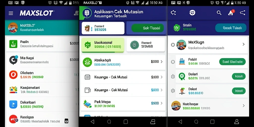 Tampilan antarmuka aplikasi MAXSLOT untuk Cek Mutasi Keuangan.