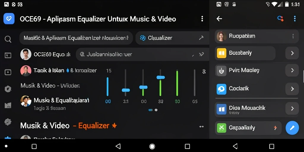 Antarmuka OCE69 dengan kontrol equalizer yang intuitif dan modern.