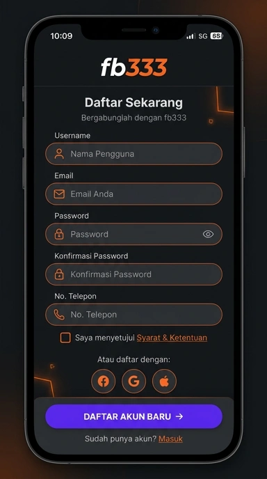 Buat Akun Baru di fb333 untuk Pengguna Android